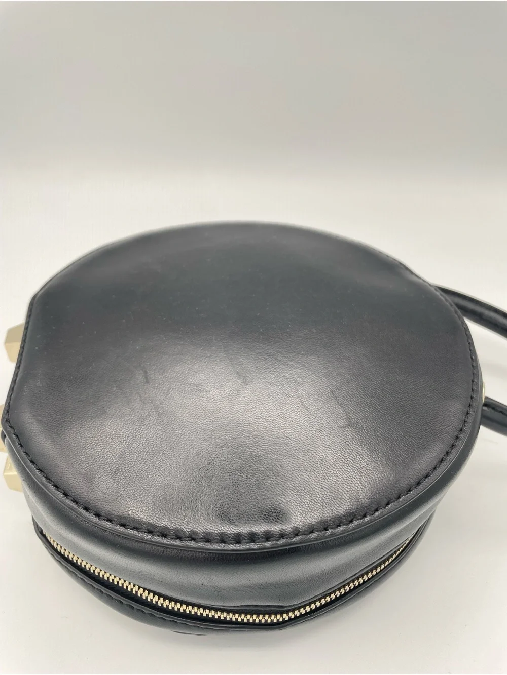 ALICE + OLIVIA Stace Face Circle Leather Bag Round Clutch | Novelty Top Handle
